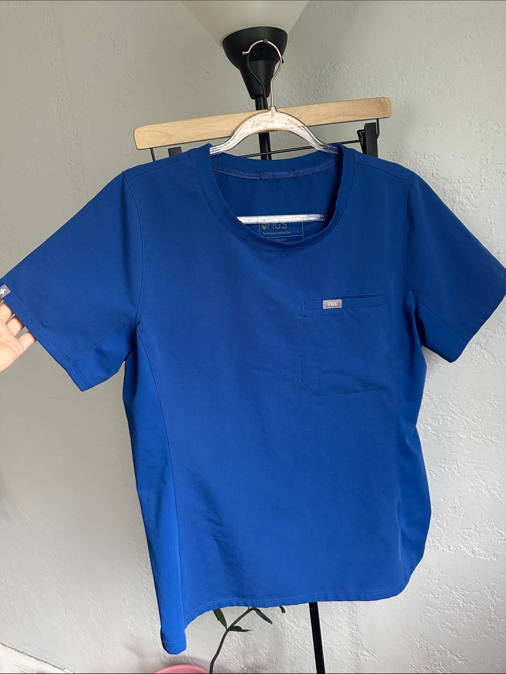 Figs Blue Crew Neck Scrub Top